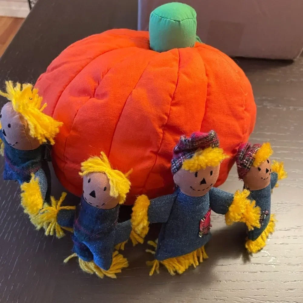 Vintage Pier 1 Soft Pumpkin and Scarecrow Family